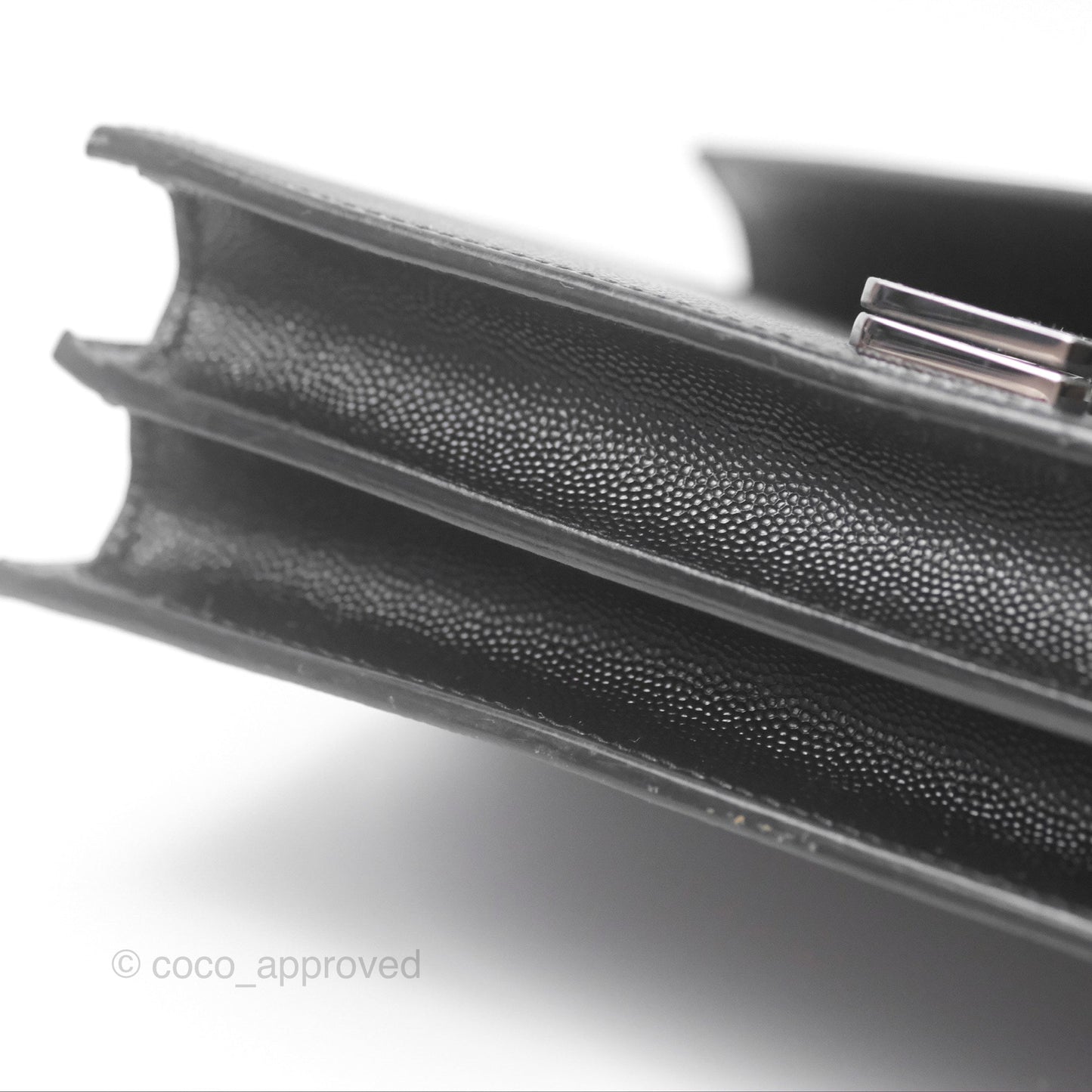 Saint Laurent Cassandra in Grain De Poudre Embossed Leather Black