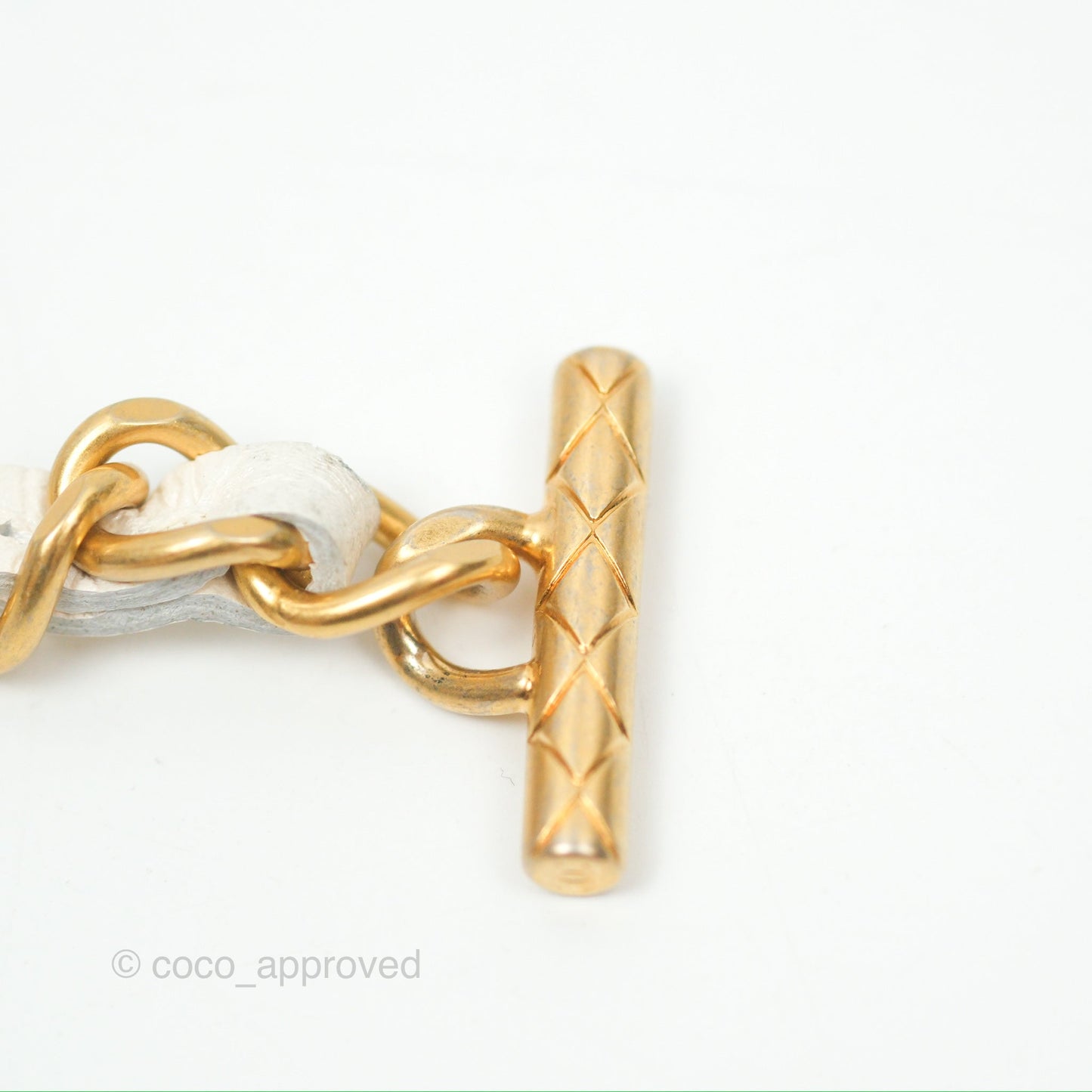 Chanel Wallet On Chain WOC Adjustable CC Chain Iridescent White Caviar Aged Gold Hardware