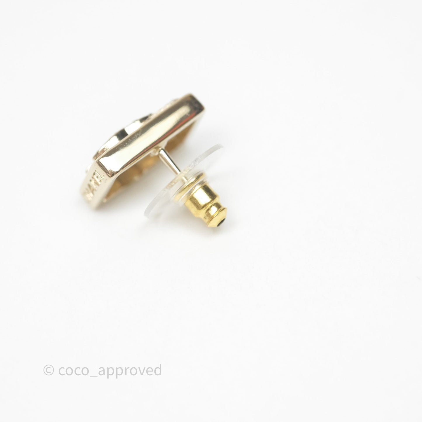 Chanel Crystal CC No.5 Earrings Gold Tone 23B