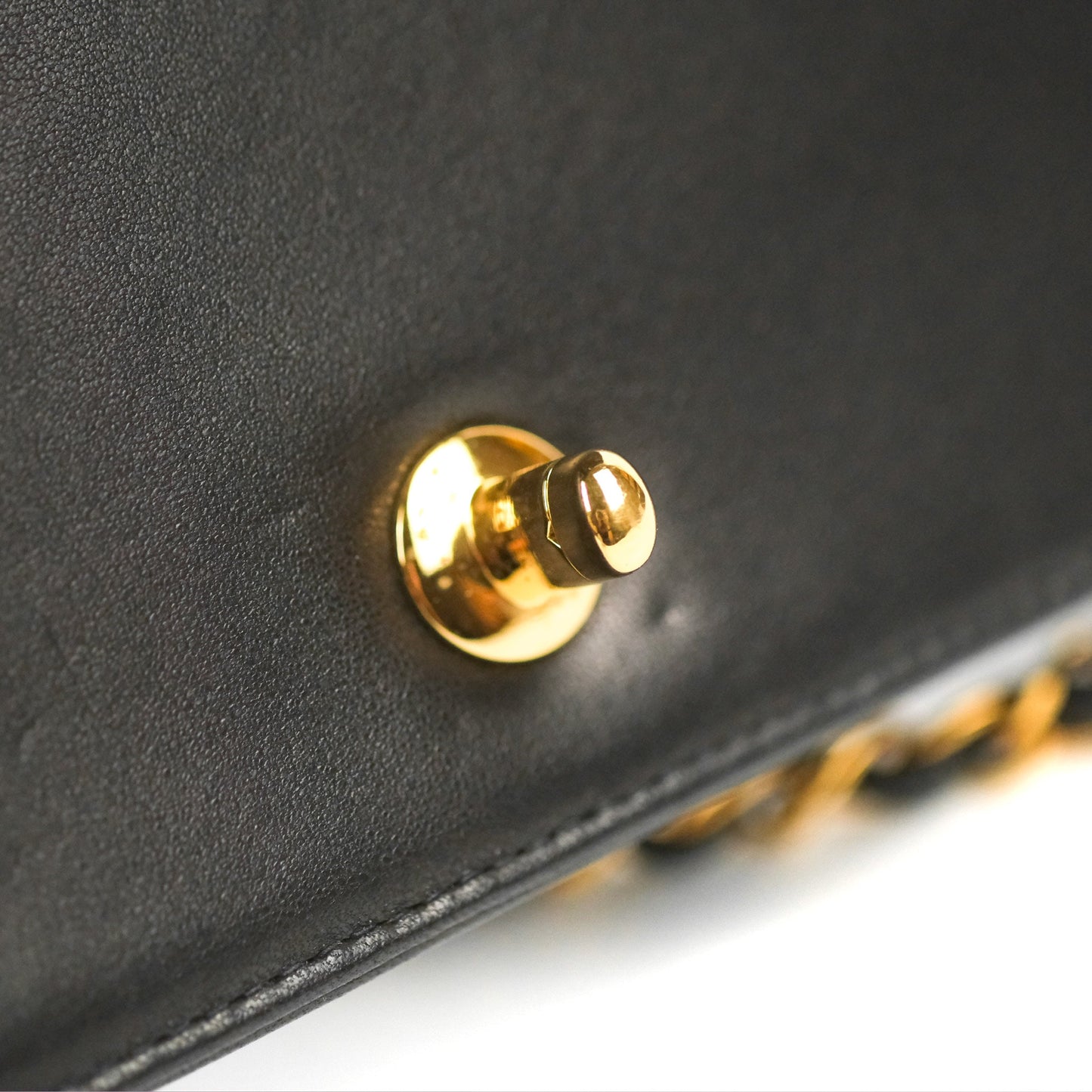 Chanel Vintage Full Flap Quilted Shoulder Bag Black Lambskin 24K Gold Hardware