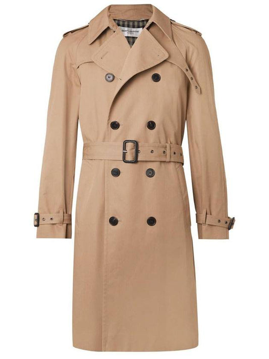 Luxury Saint Laurent Gabardine Classic Saint Gabardine Trench Coat Beige