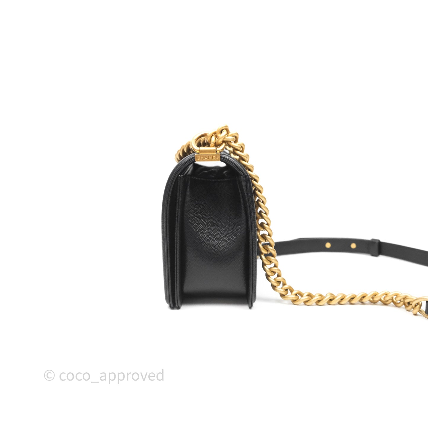 Chanel Medium Boy Quilted Black Caviar Aged Gold Hardware