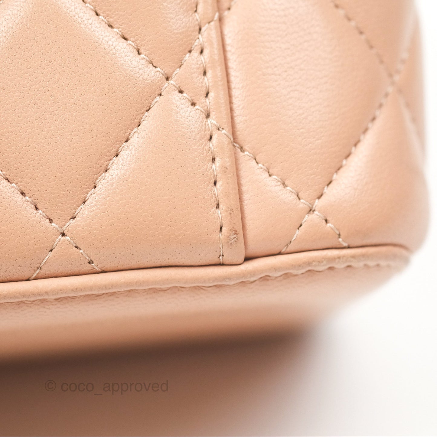 Chanel Vanity Rectangular Top Handle Beige Lambskin Aged Gold Hardware