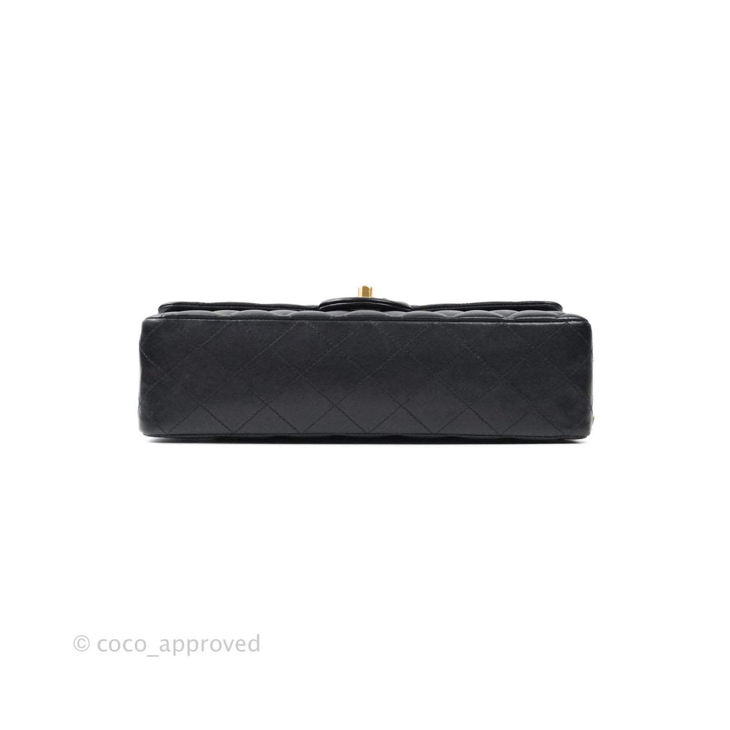 Chanel Classic M/L Medium Double Flap Black Lambskin Gold Hardware