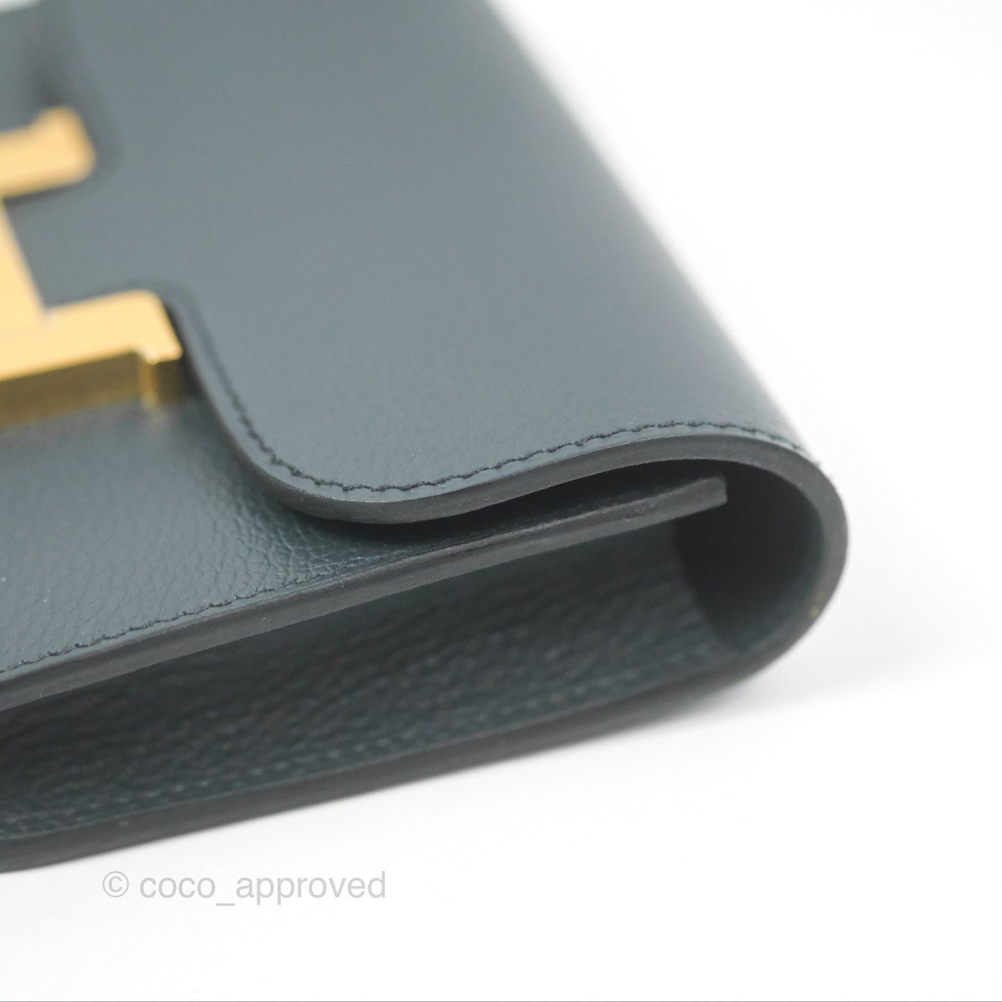 Hermès Constance Slim Wallet Vert Rousseau / Mauve Pale Evercolor Gold Hardware