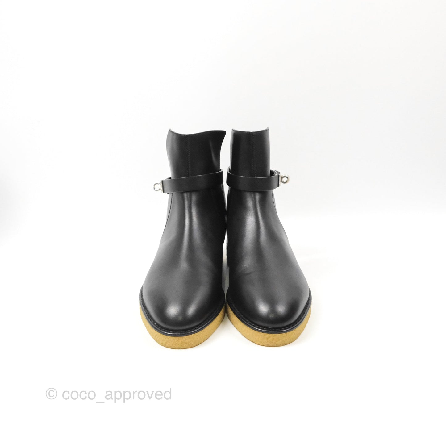 Hermes Follow Ankle Boots Black Calfskin Size 39
