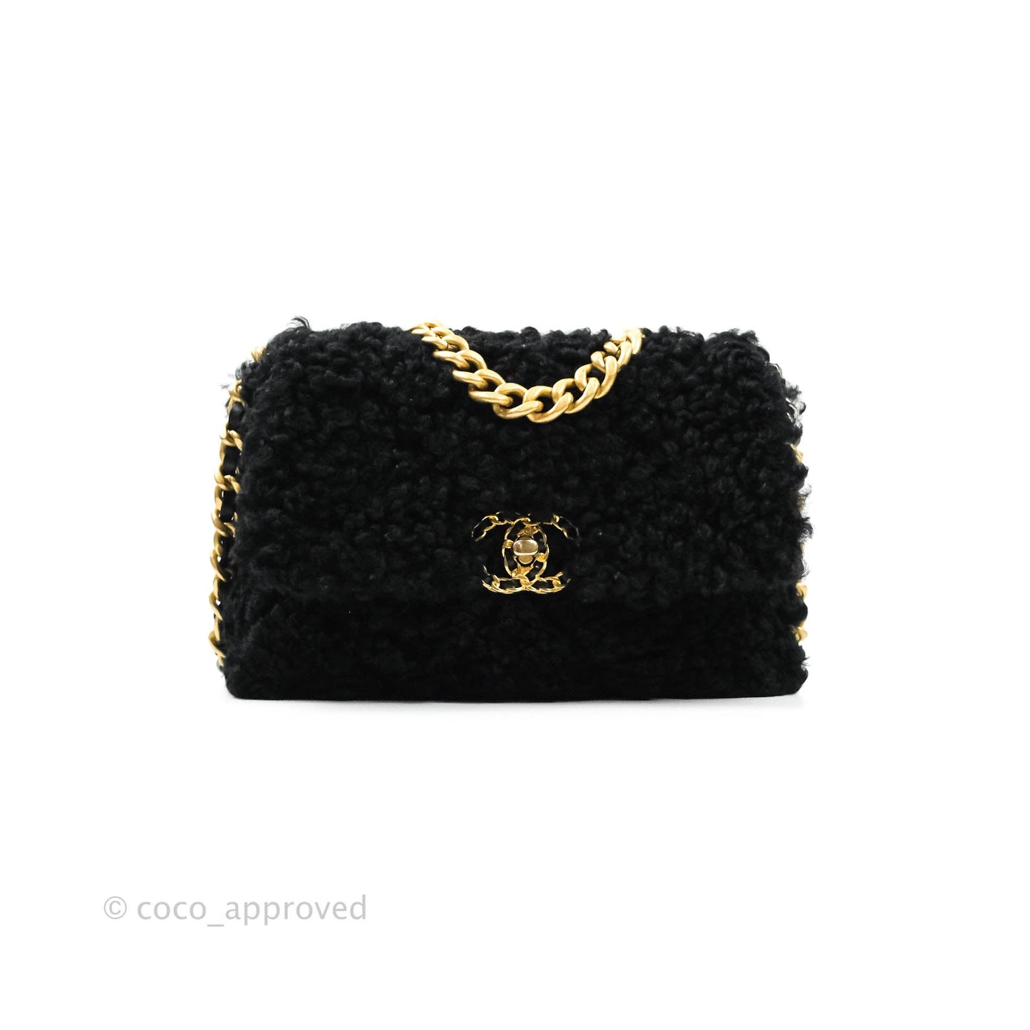 Chanel 19 Medium Shearling Black Mixed Hardware 20A