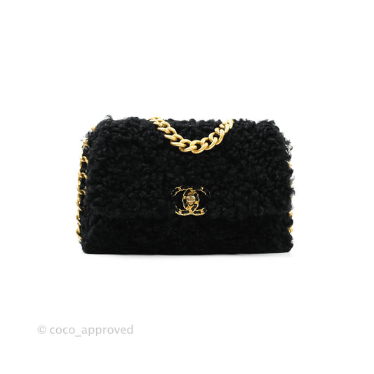 Chanel 19 Medium Shearling Black Mixed Hardware 20A
