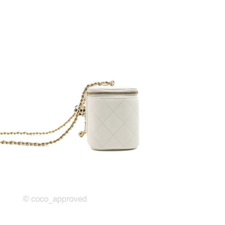 Chanel Ball Crush Vanity with Chain White Lambskin Gold Hardware