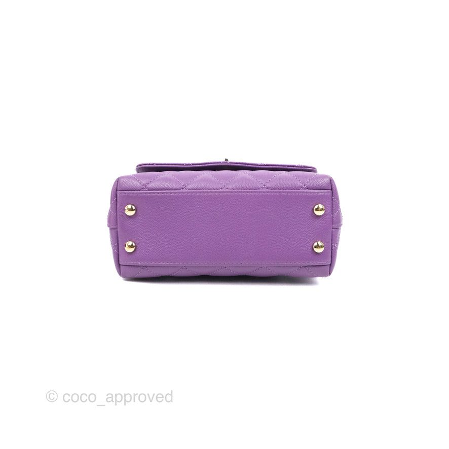 Chanel Mini Coco Handle Quilted Purple Caviar Gold Hardware