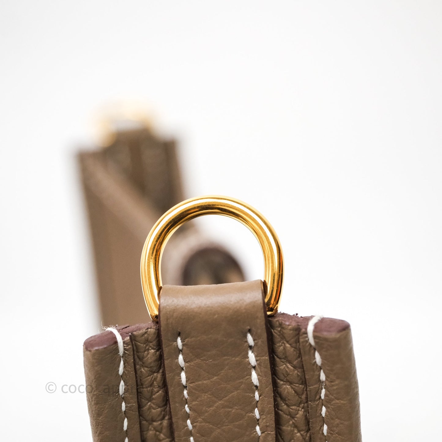 Hermès Mini Evelyne 16 Etoupe 18 Clemence Gold Hardware Bleu Indigo Strap