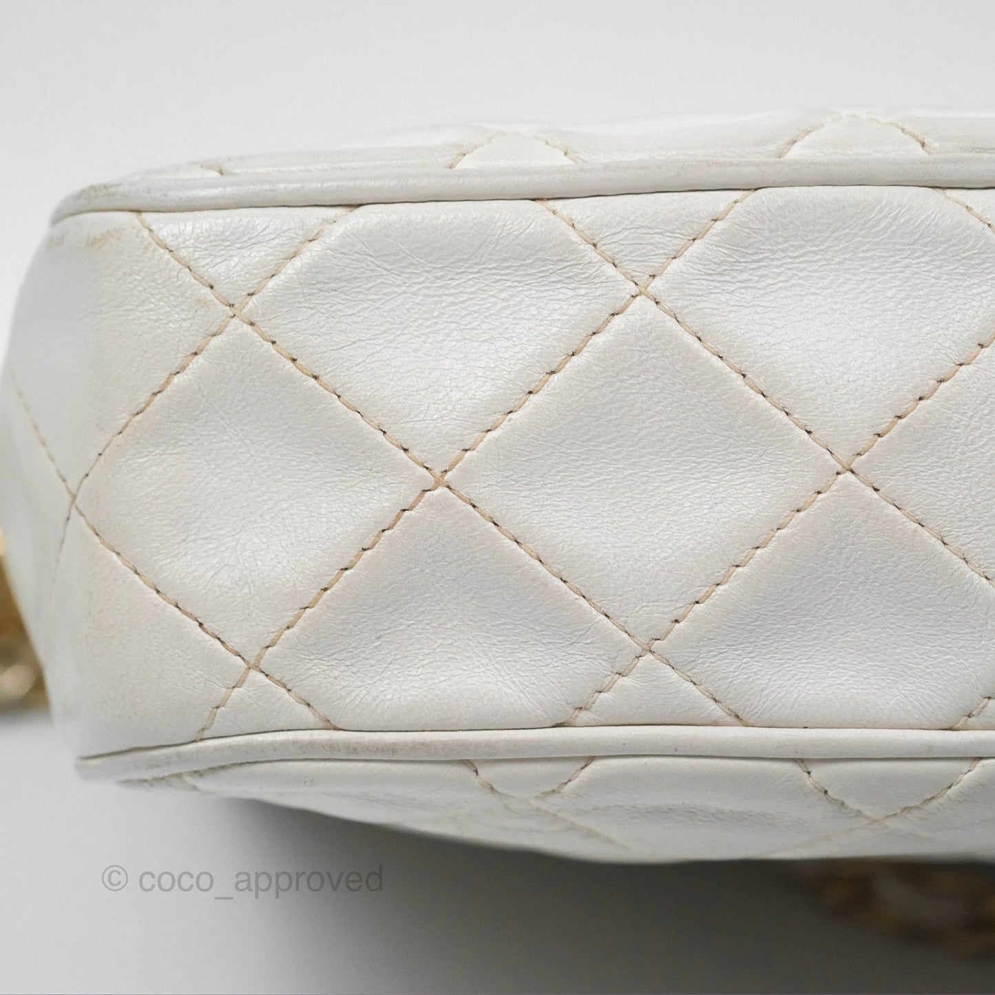 Chanel Vintage Small Camera Bag White Lambskin Gold Hardware