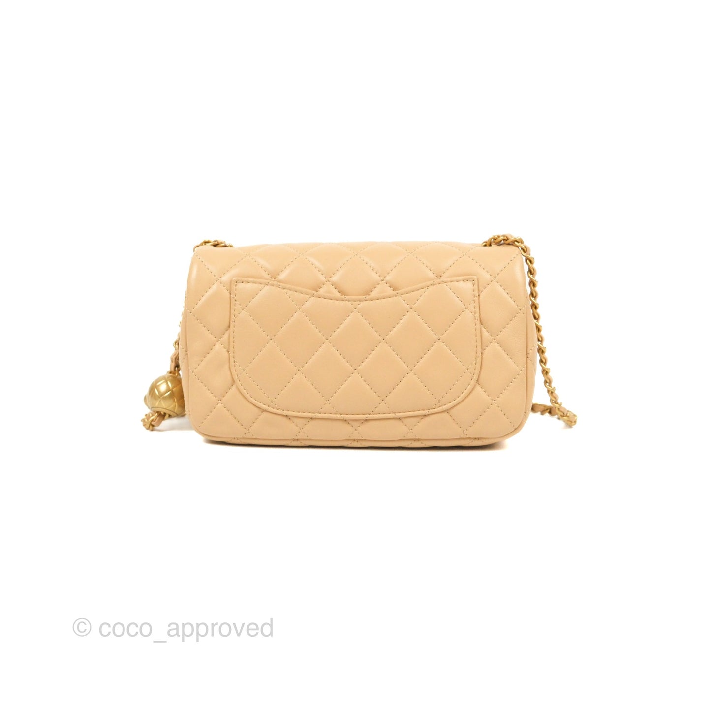 Chanel Mini Rectangular Pearl Crush Beige Lambskin Aged Gold Hardware