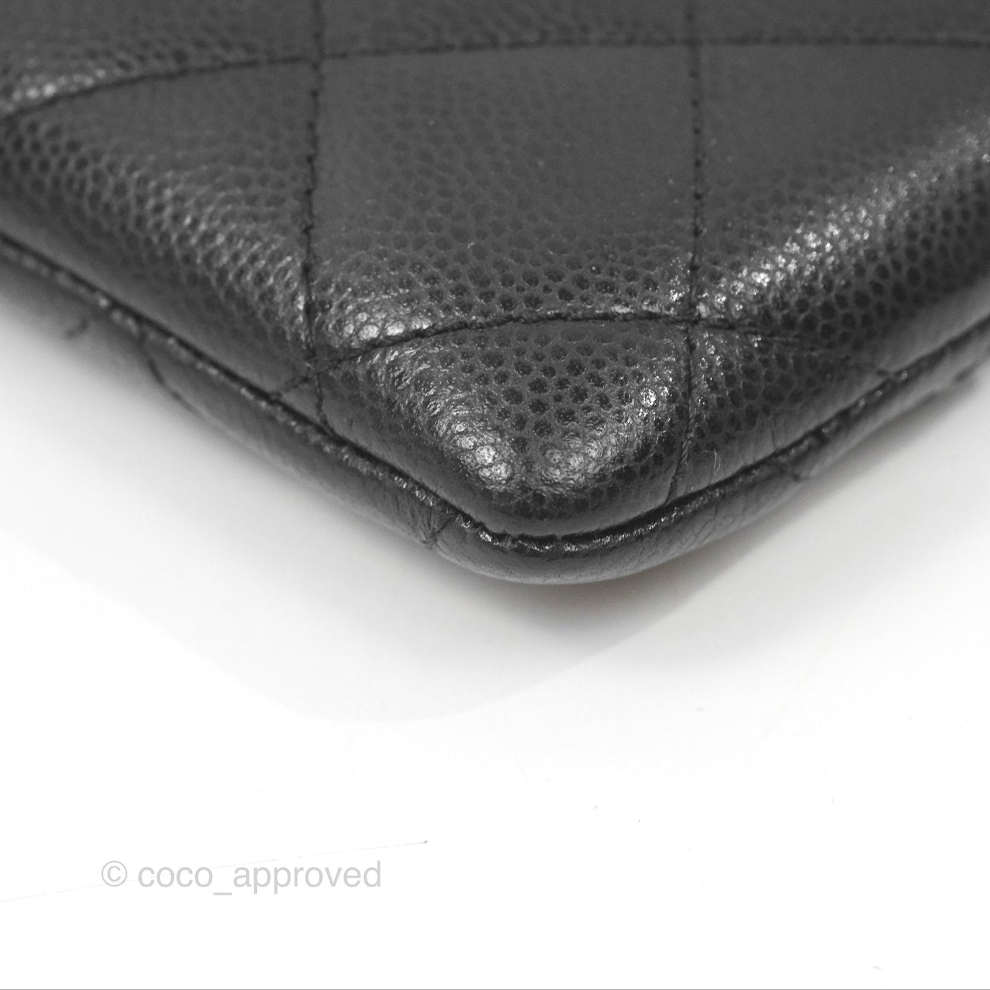 Chanel Zipped Coin Purse Card Holder Black Caviar Gold Hardware