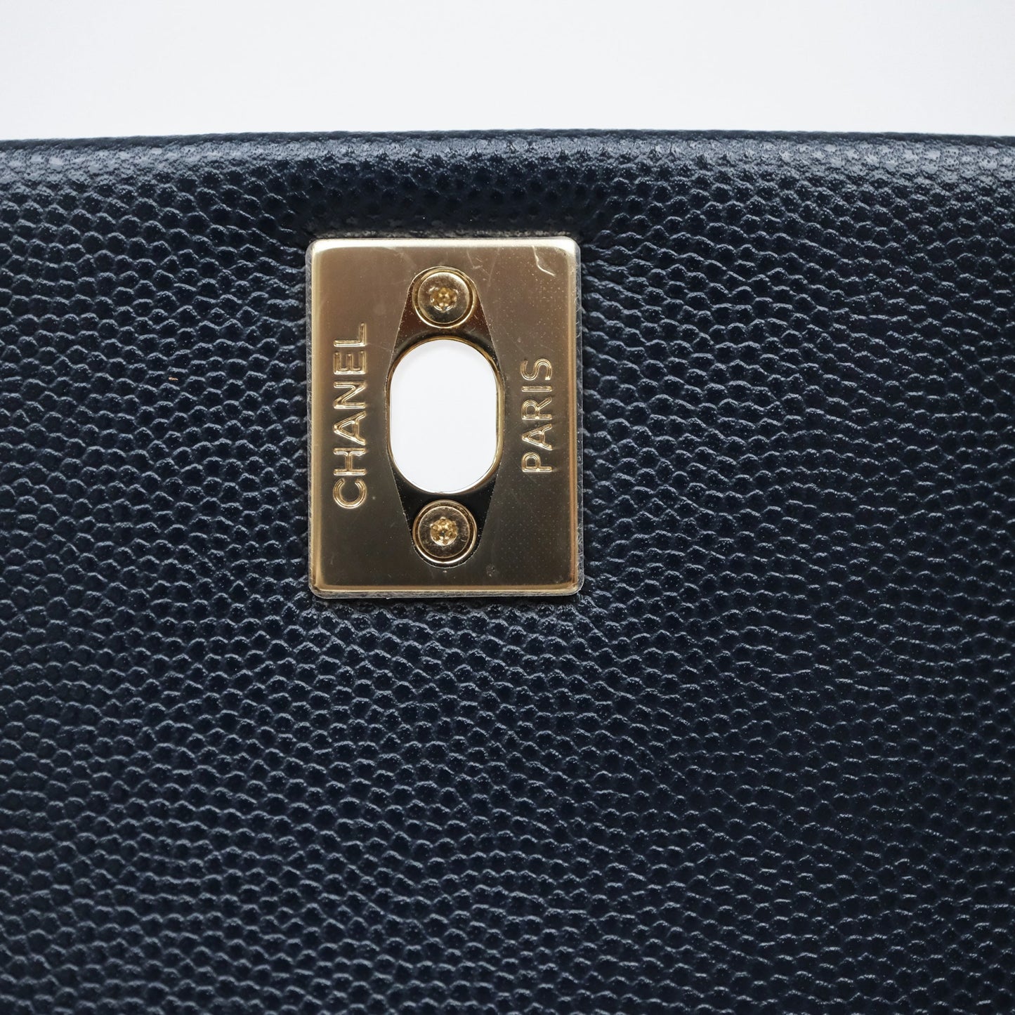 Chanel Small Coco Handle Navy Caviar Light Gold Hardware