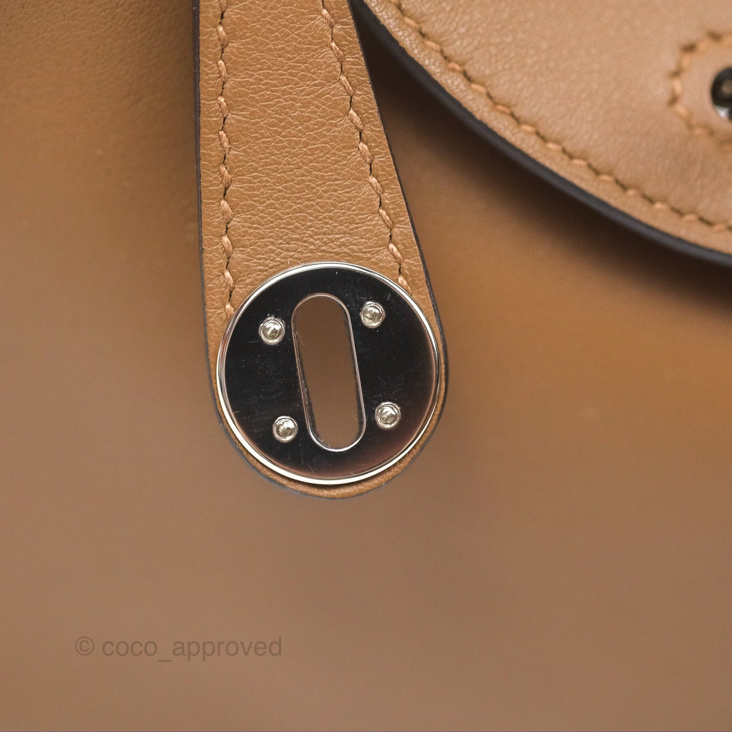 Hermès Mini Lindy 20 Verso Swift Alezan 3G / Biscuit 48 Palladium Hardware