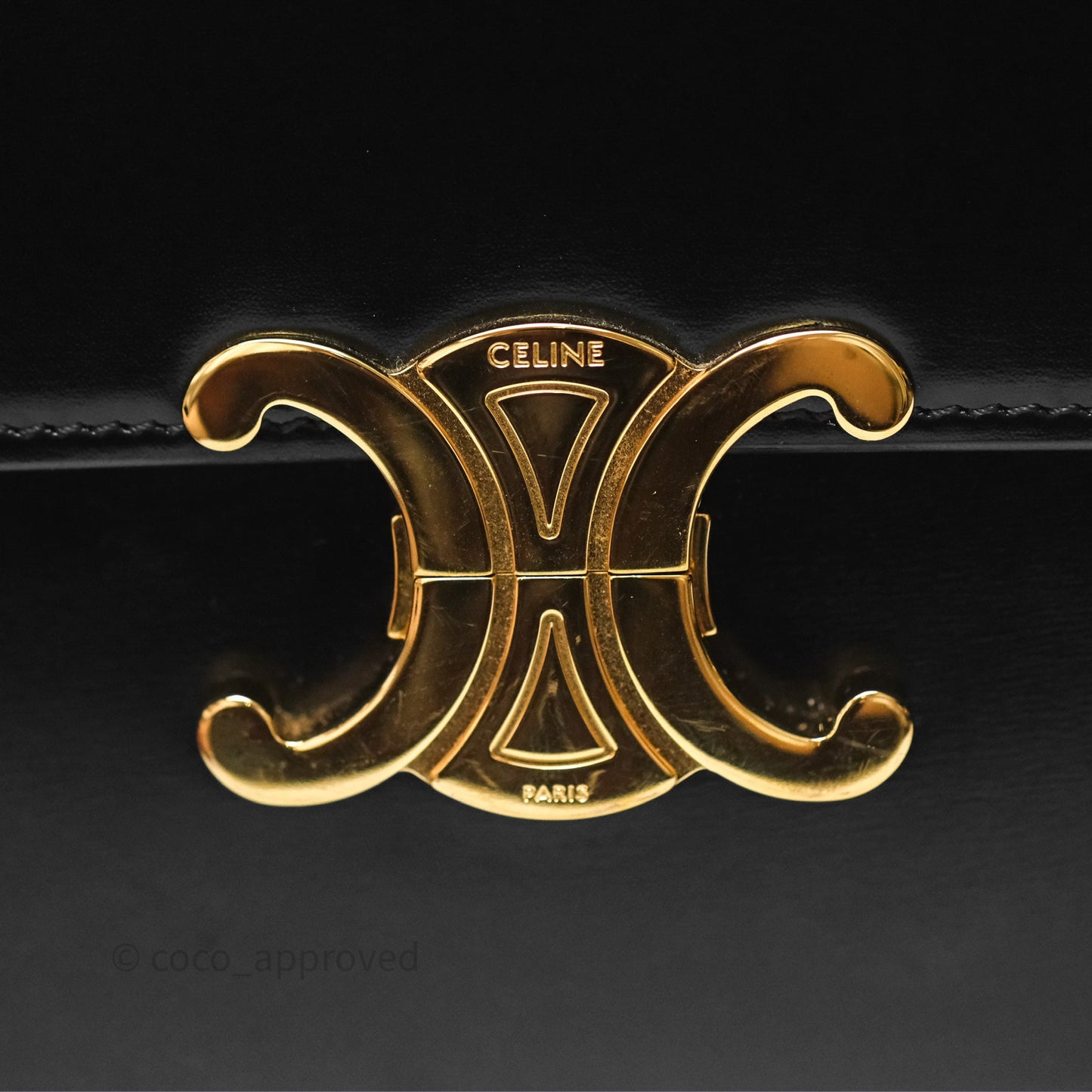 Celine Medium Triomphe Black Shiny Calfskin
