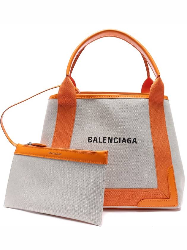 Luxury Balenciaga Cabas Logo Canvas Small Tote Bag Dark Orange