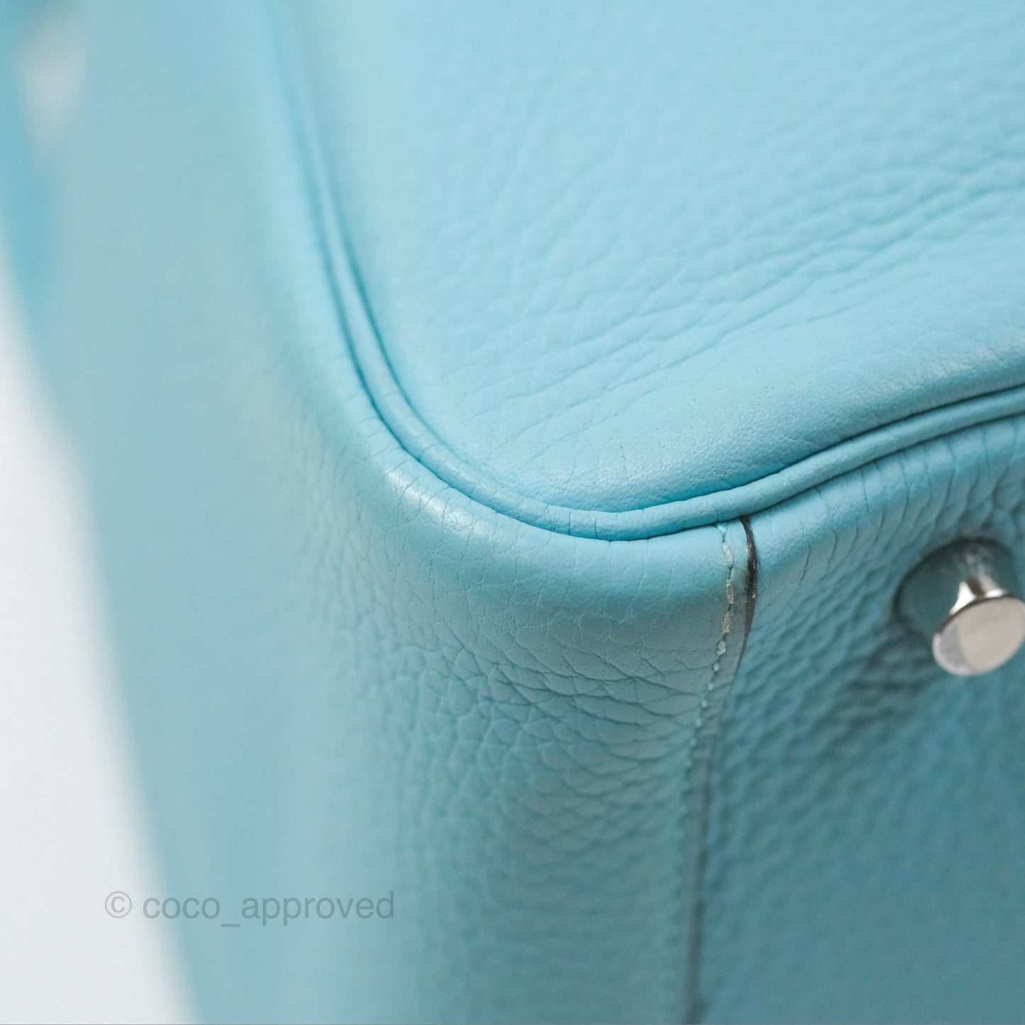 Hermès Lindy 30 Bleu Atoll Clemence Palladium Hardware