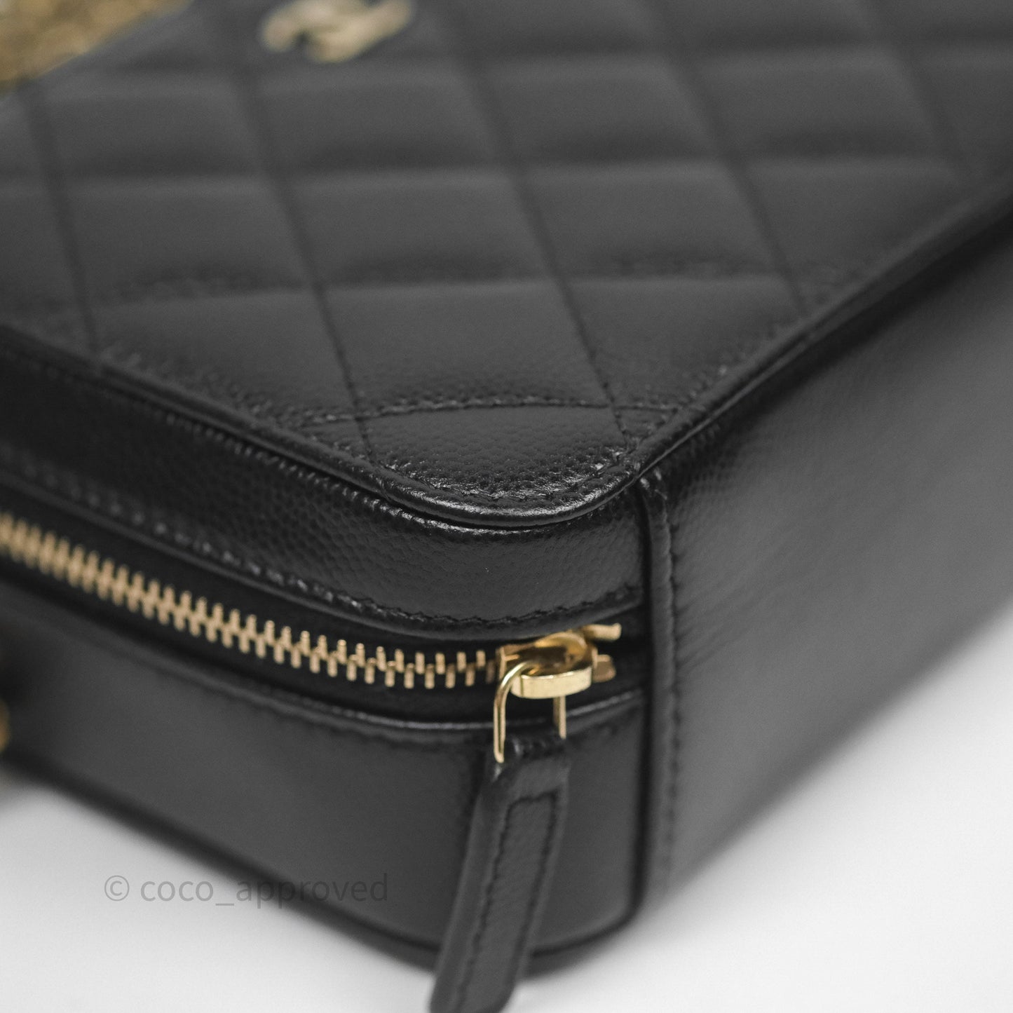 Chanel Quilted Camera Case Black Caviar Gold Hardware