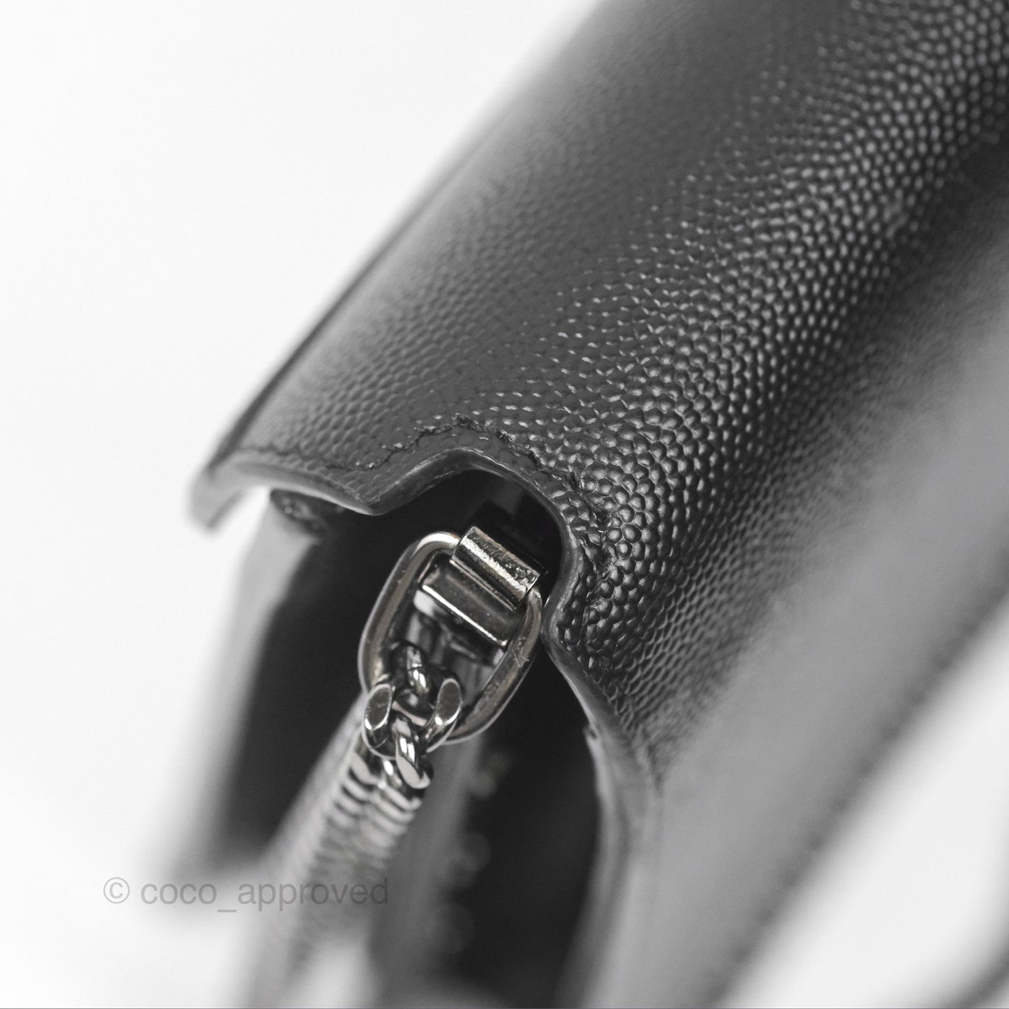 Saint Laurent Cassandra in Grain De Poudre Embossed Leather Black
