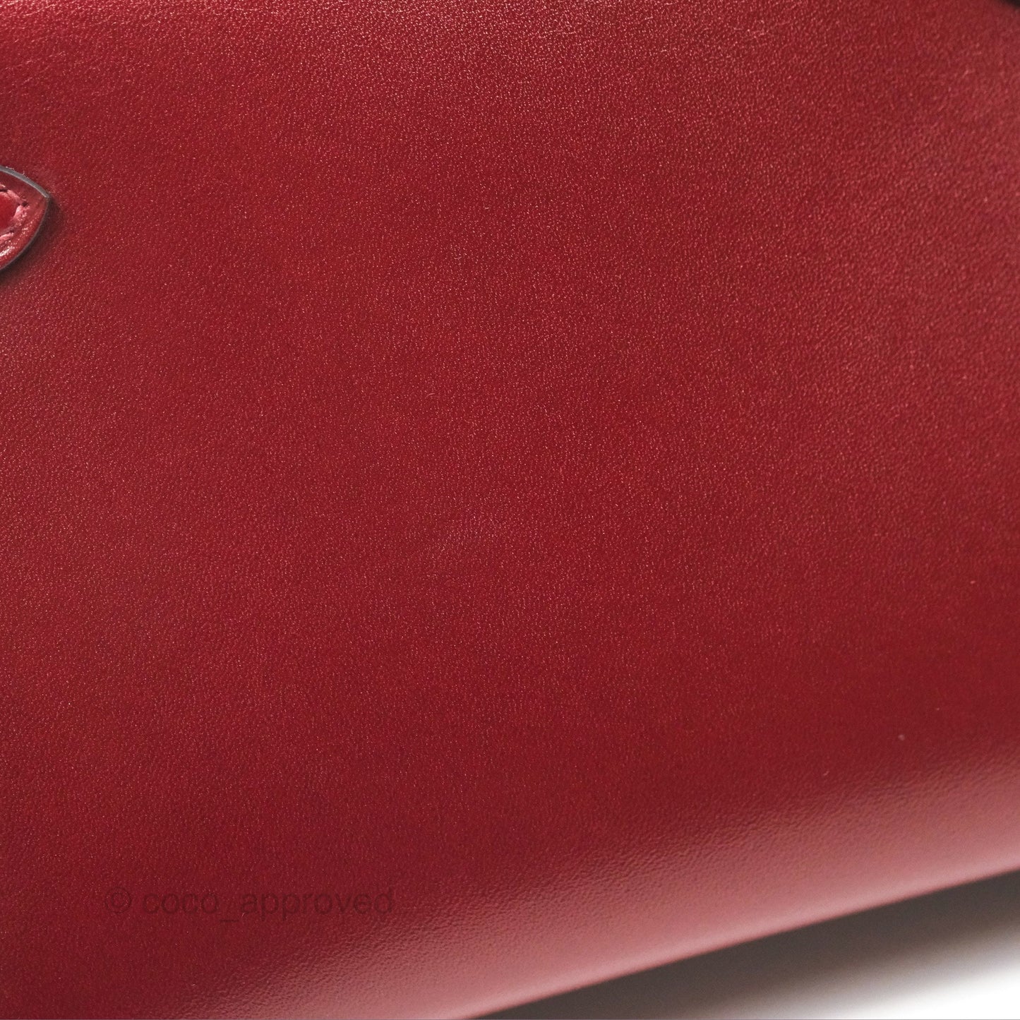 Hermès Mini Kelly II Sellier Rouge H Box Leather Palladium Hardware