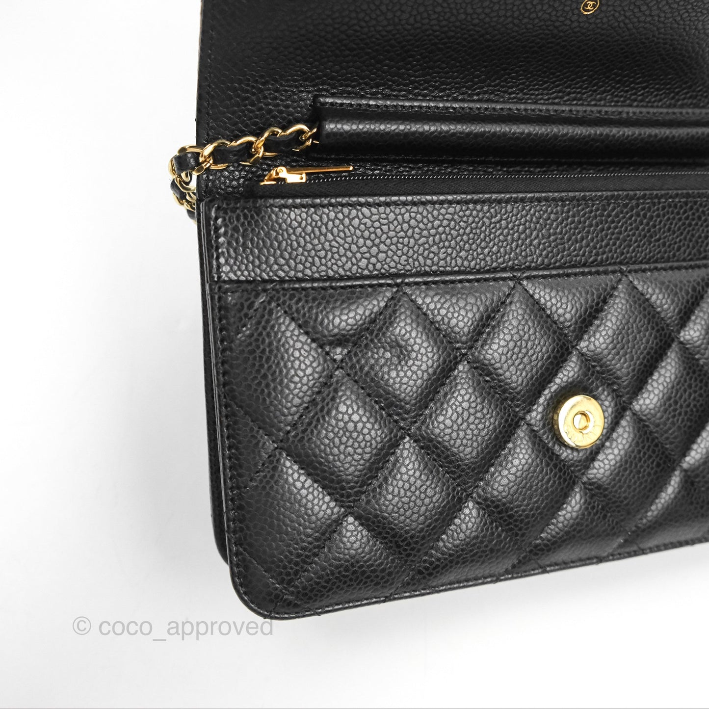 Chanel Quilted Classic Wallet On Chain WOC Black Caviar Gold Hardware