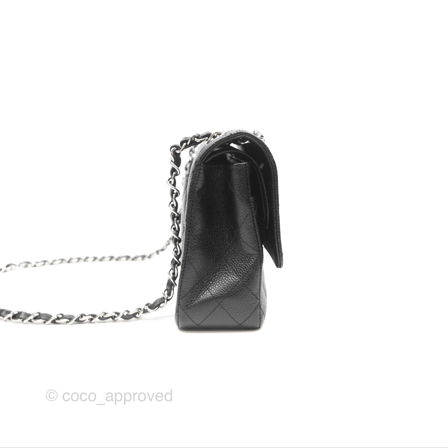 Chanel Classic M/L Medium Flap Quilted Black Caviar Silver Hardware