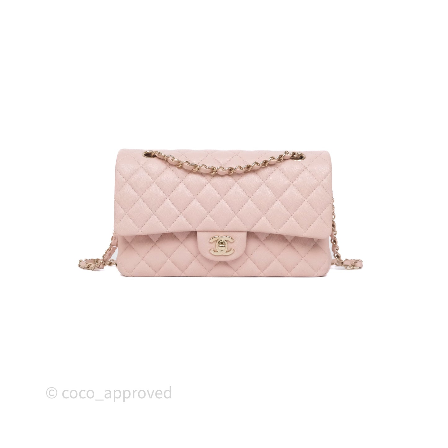 Chanel Classic M/L Medium Flap Quilted Pink Caviar Gold Hardware