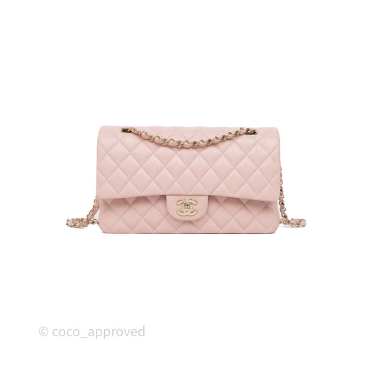 Chanel Classic M/L Medium Flap Quilted Pink Caviar Gold Hardware