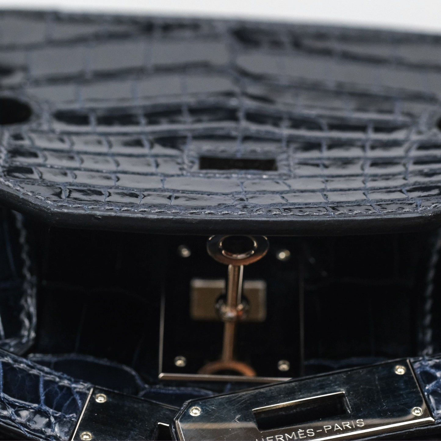 Hermès Birkin 35 Porosus Marine 78 Palladium Hardware