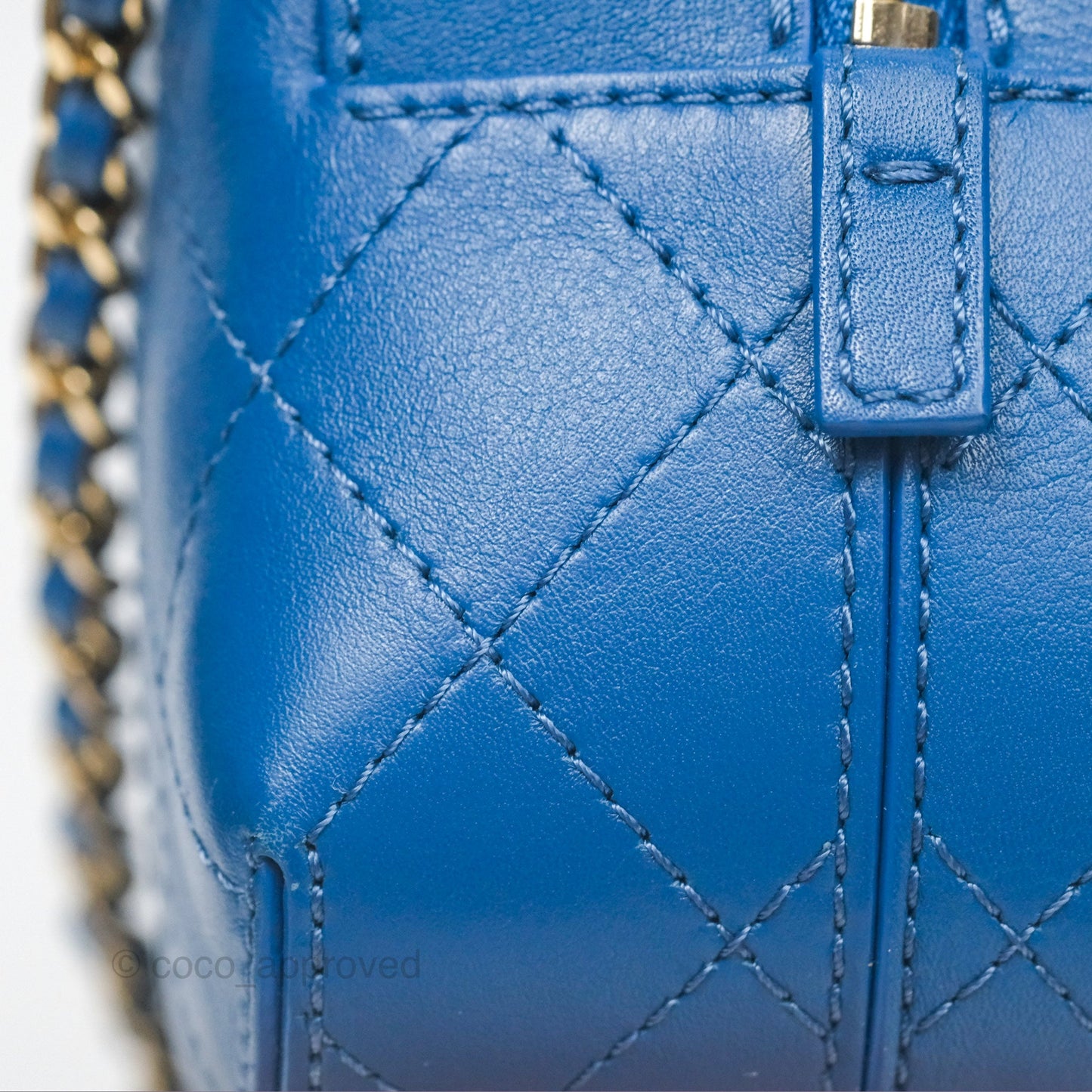Chanel Stitched Camera Case Bag Blue Calfskin Gold Hardware