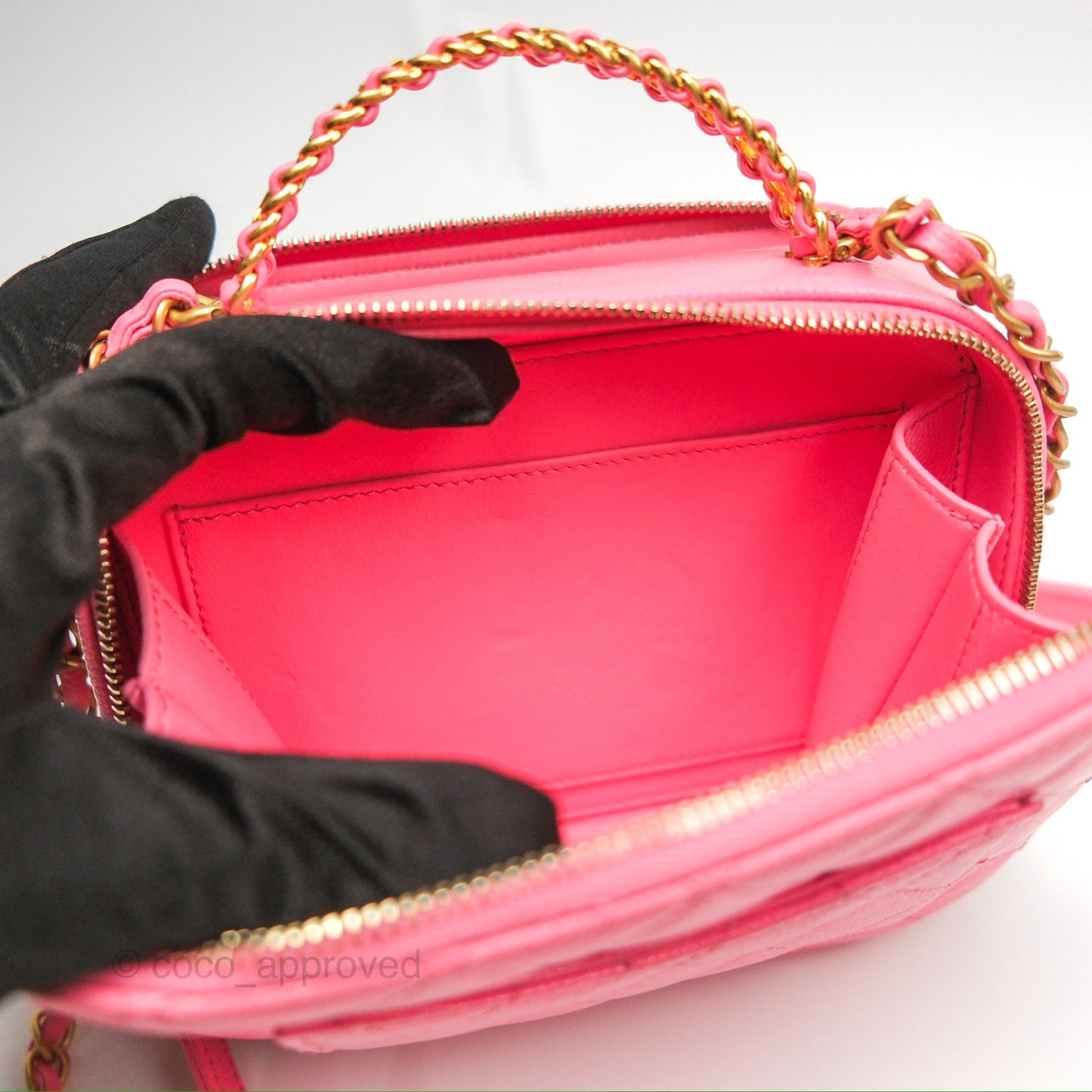 Chanel Caviar Quilted Pick Me Up Small Vanity Case Hot Pink