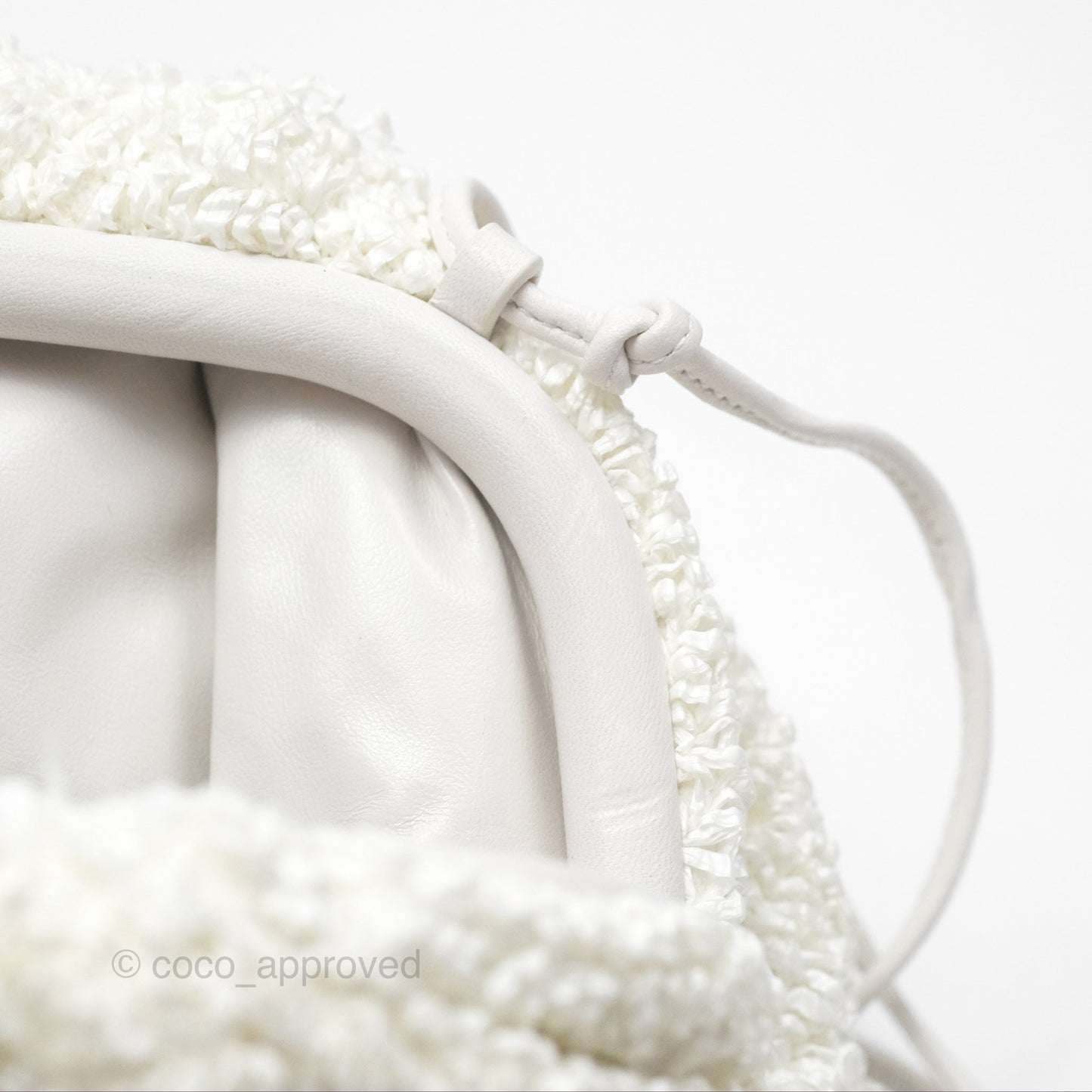 Bottega Veneta The Mini Pouch Boucle Raffia White