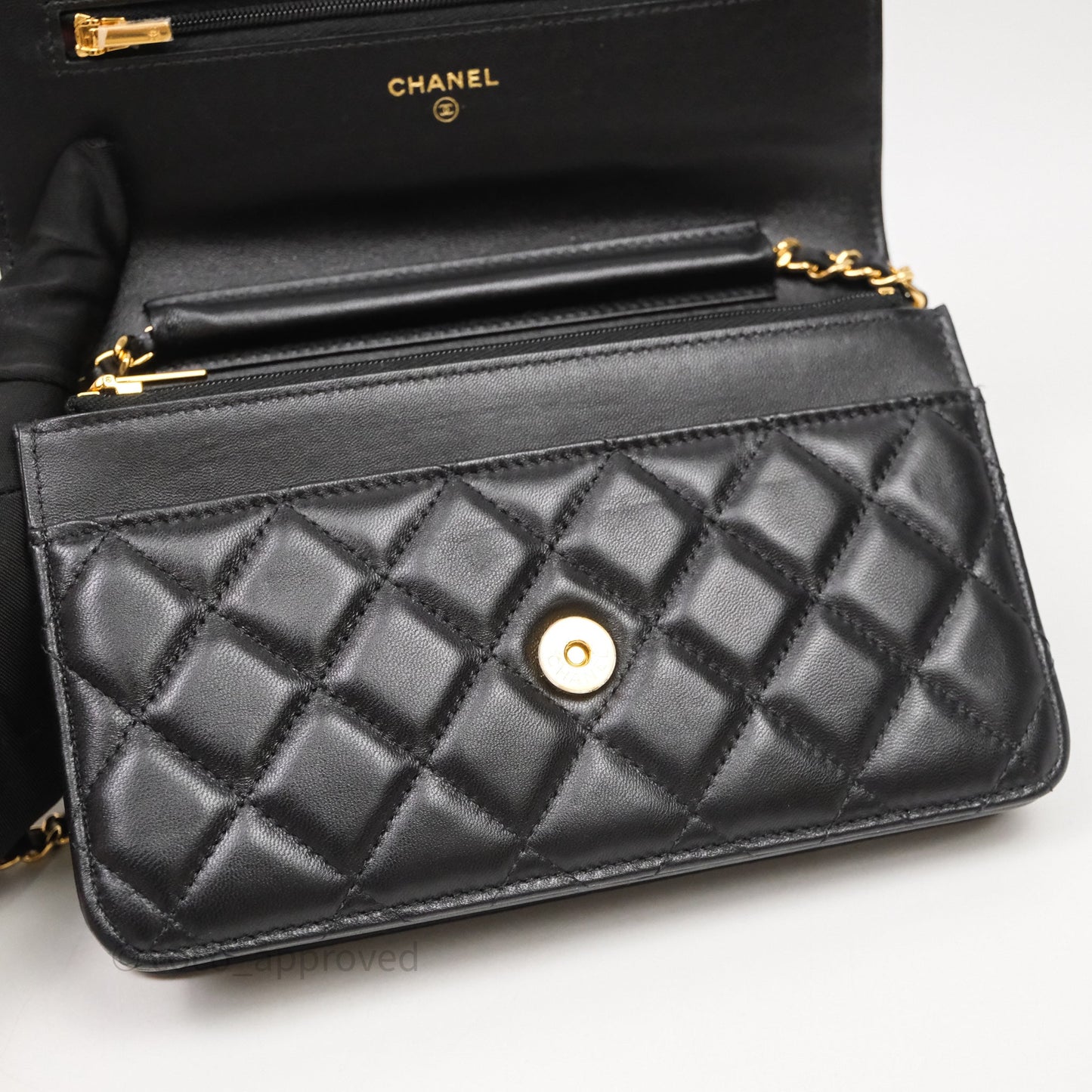 Chanel Quilted WOC Black Lambskin Gold Hardware