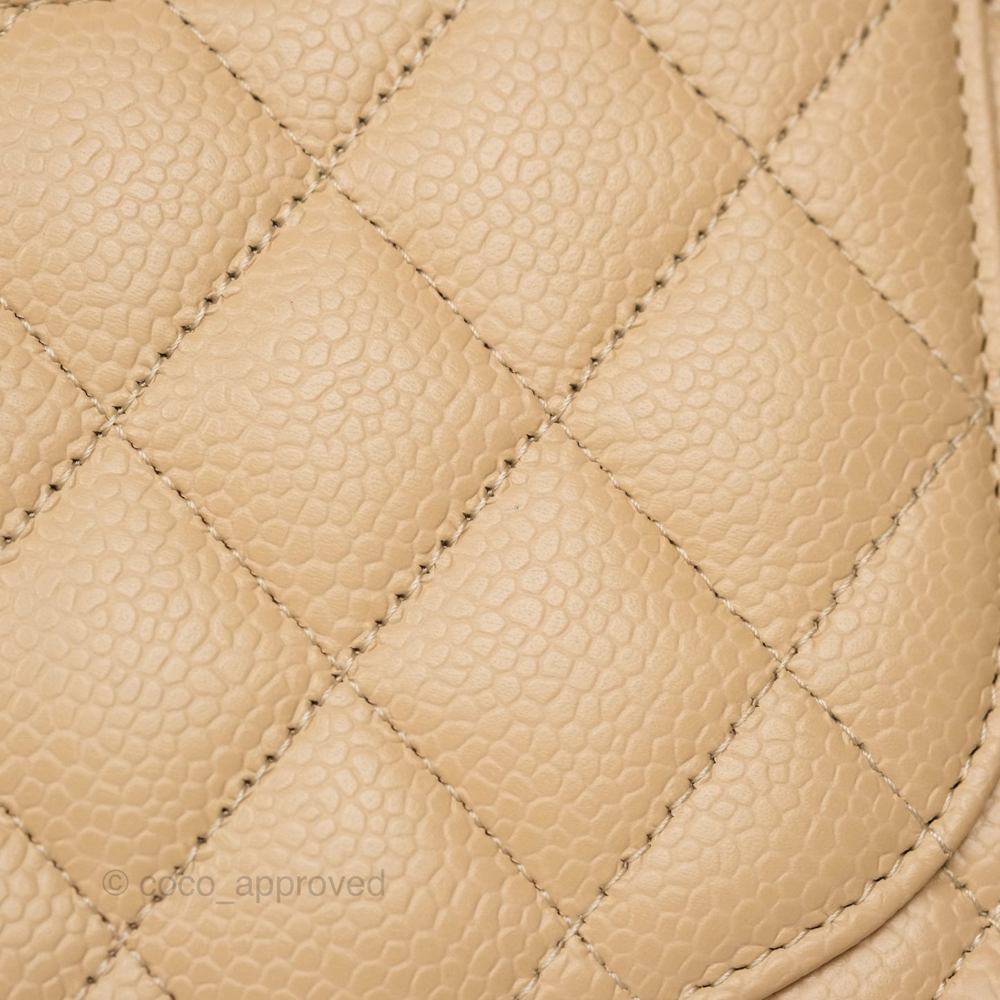 Chanel Classic M/L Medium Flap Quilted Beige Caviar Gold Hardware