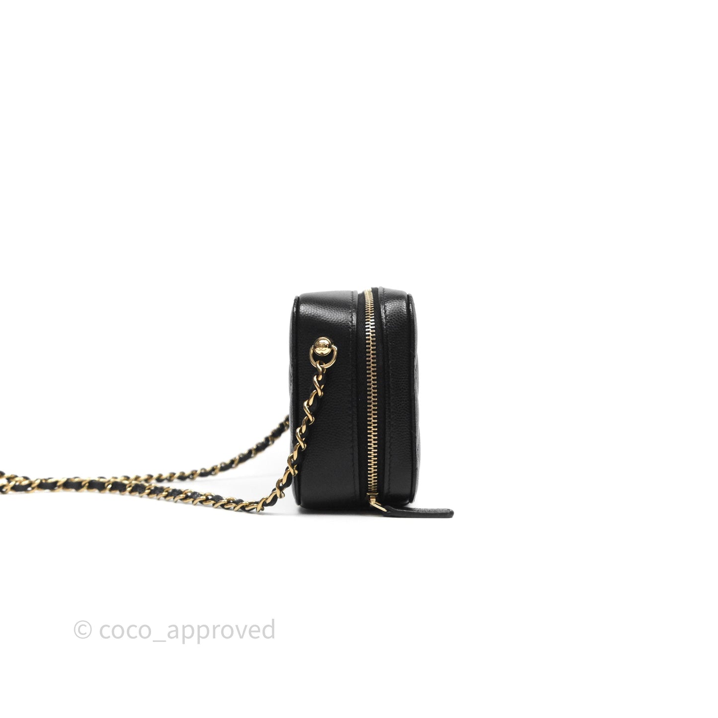 Chanel Quilted Camera Case Black Caviar Gold Hardware
