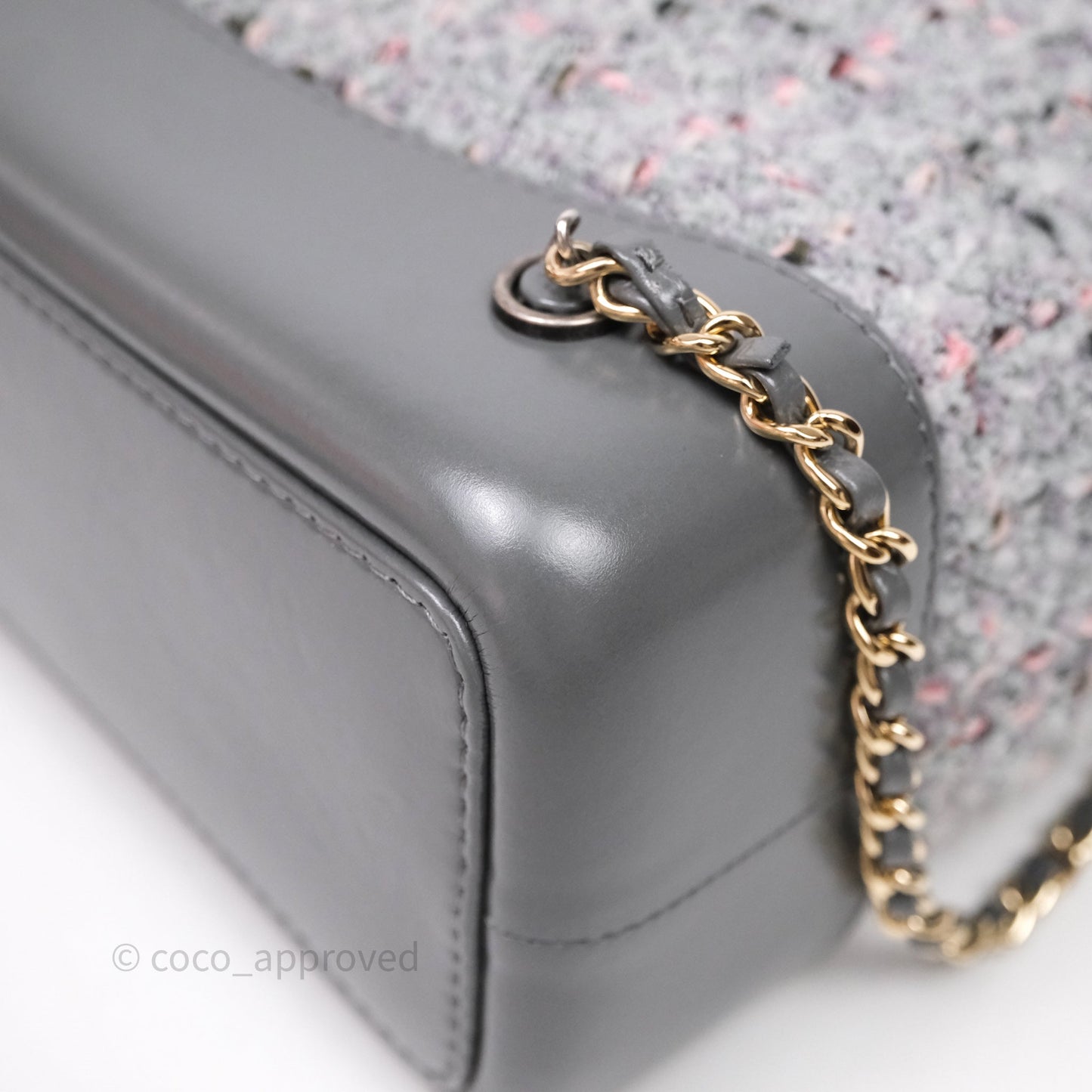 Chanel Gabrielle Small Backpack Grey Tweed Aged Calfskin