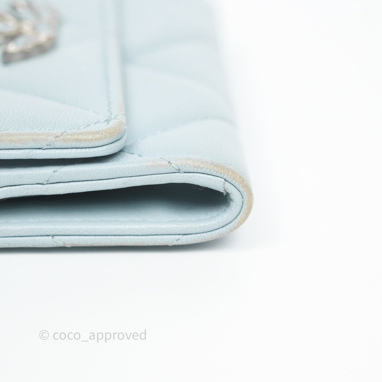 Chanel 19 Flap Card Holder Light Blue Lambskin