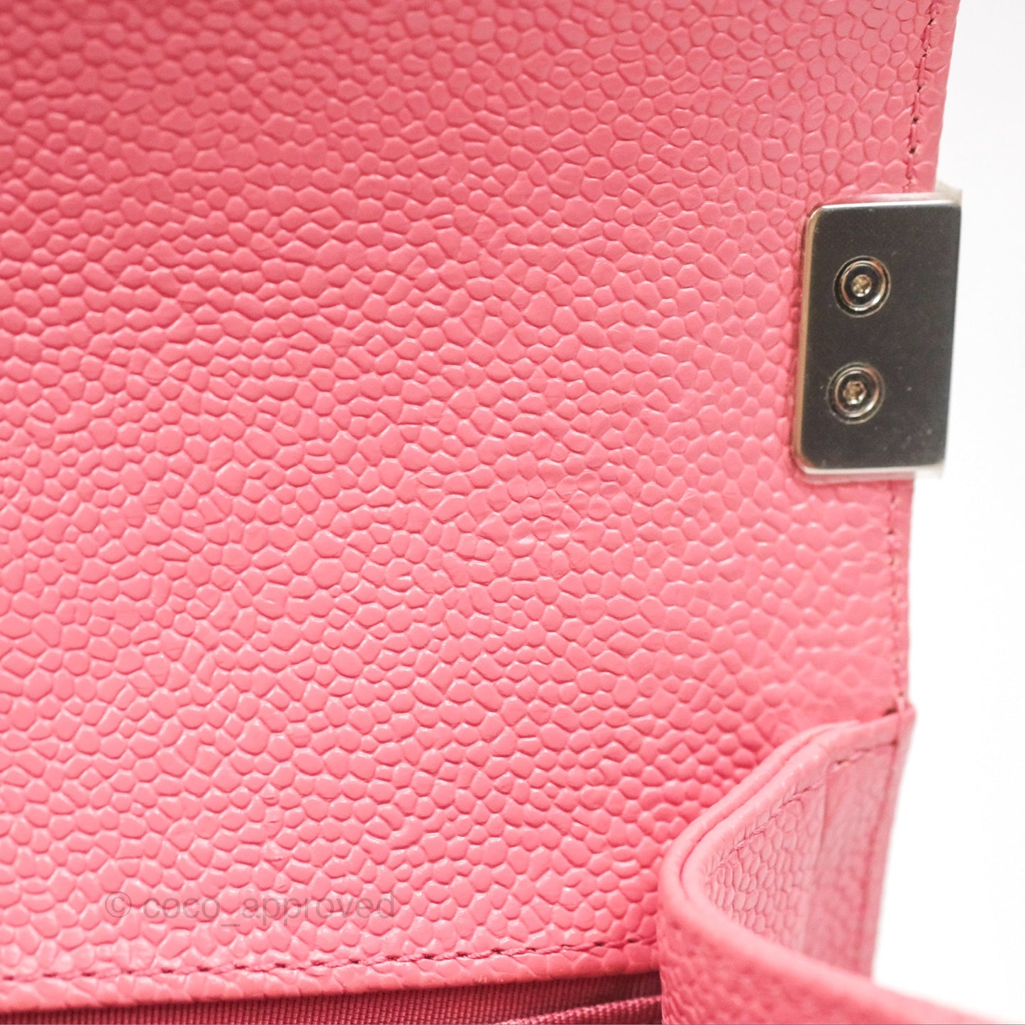 Chanel Small Boy Chevron Pink Caviar Silver Hardware