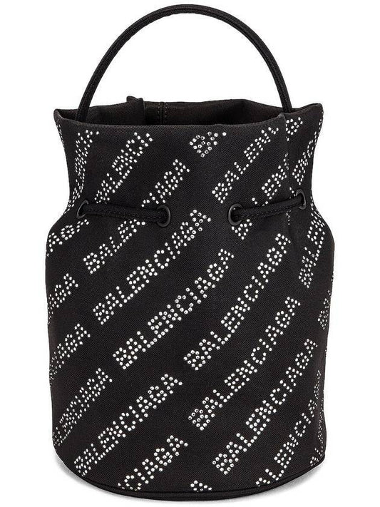 Luxury Balenciaga Crystal Logo Allover Mini Cross Bag Black