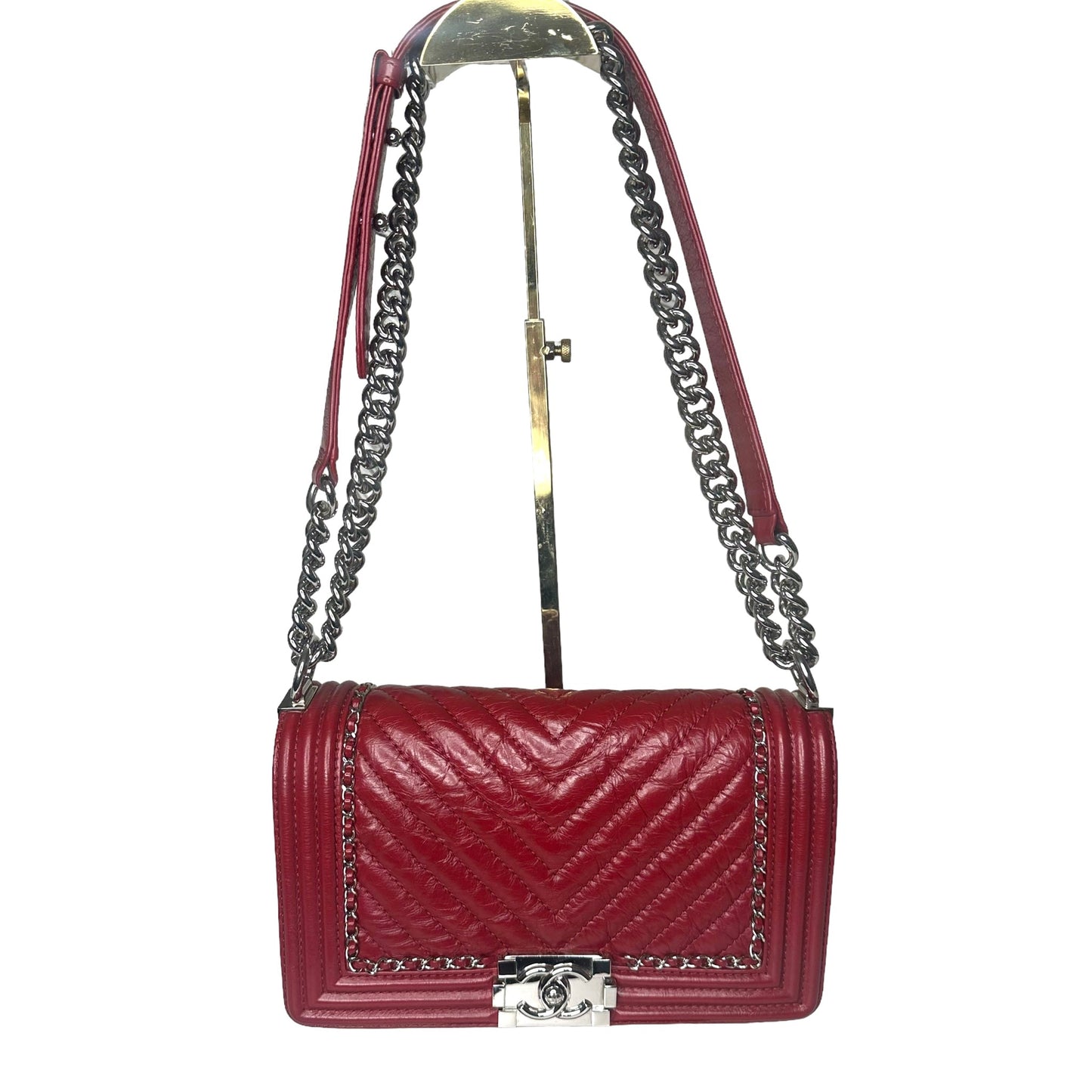 Luxury Chanel Red Jacket Boy Bag