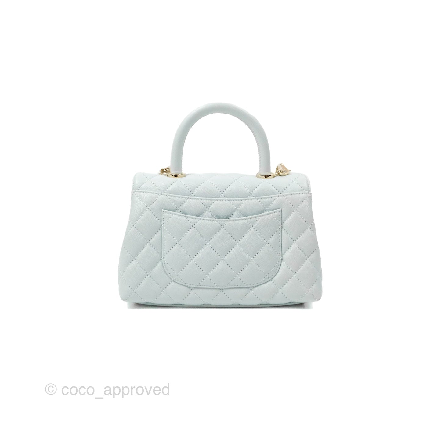 Chanel Small Coco Handle Quilted Light Baby Blue Caviar Gold Hardware