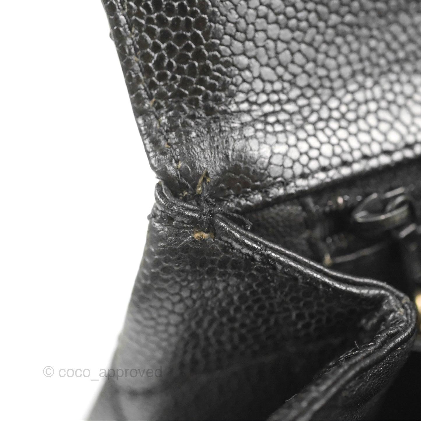 Chanel Vintage Kelly Quilted Flap Black Caviar 24K Gold Hardware
