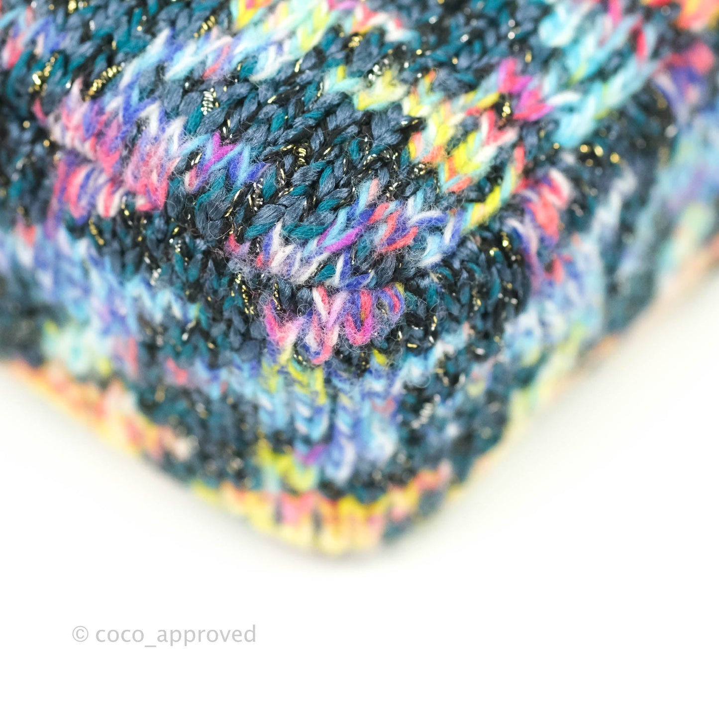 Chanel Mini Rectangular Rainbow Houndstooth Wool Tweed Flap Gold Hardware