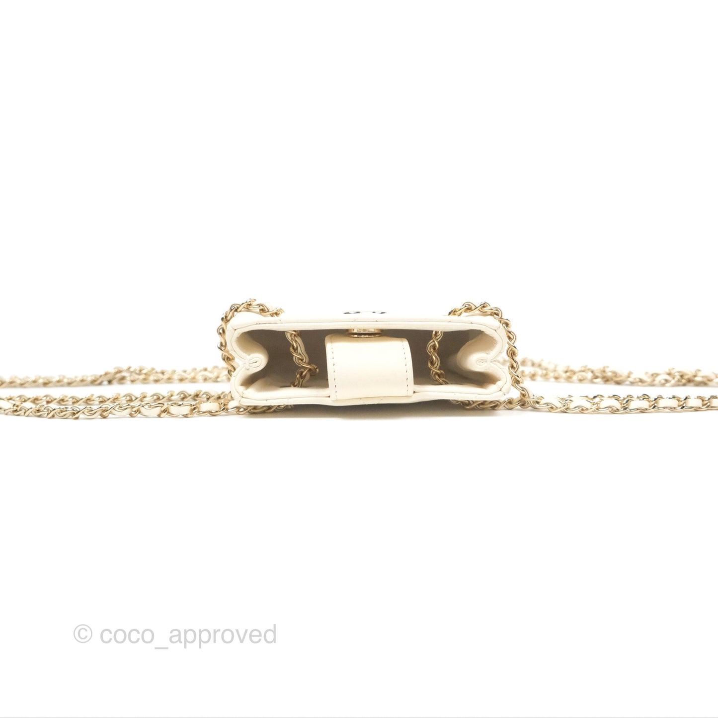 Chanel Mini Square Clutch with Chain Ivory Lambskin Gold Hardware 22C