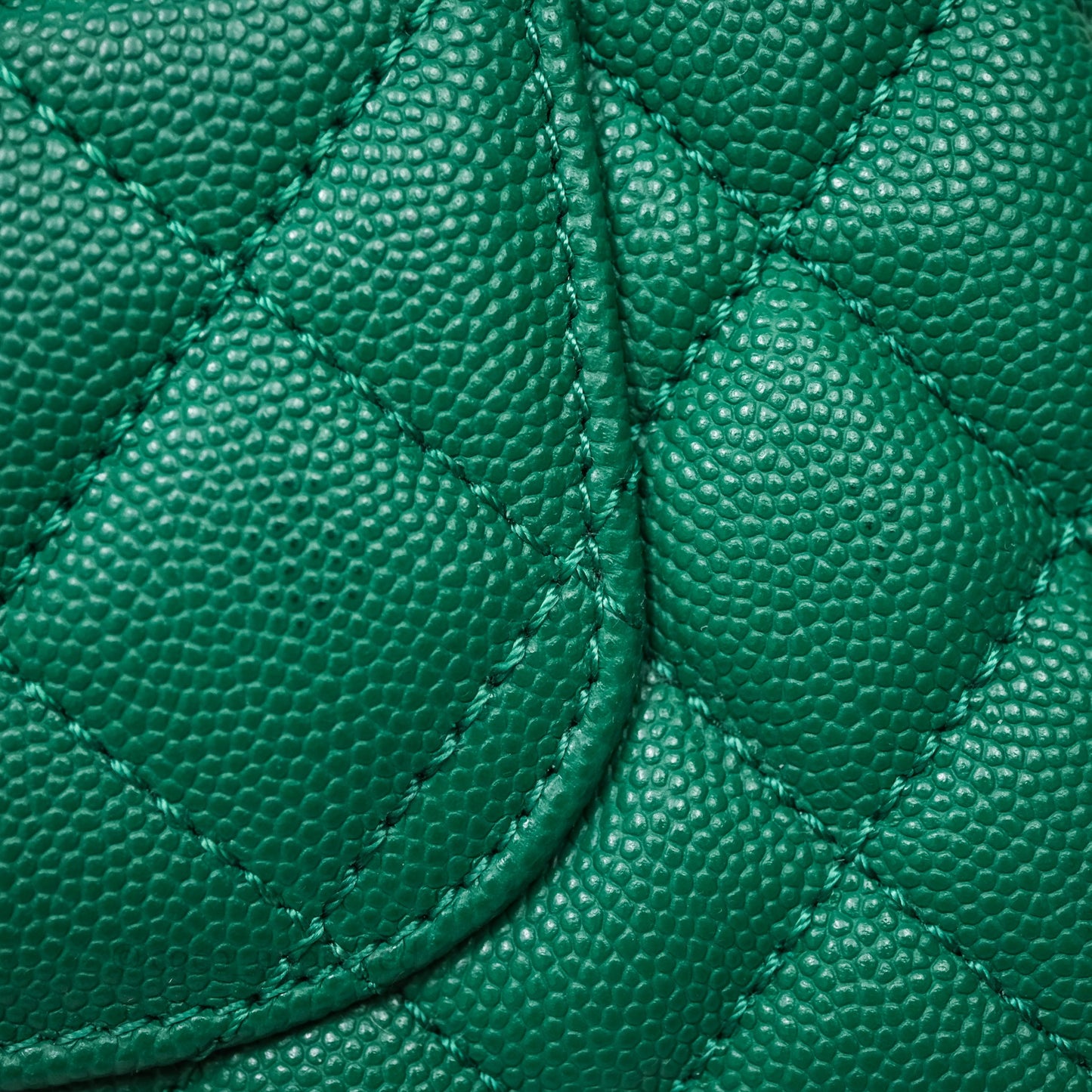 Chanel Mini Coco Handle Quilted Green Caviar Gold Hardware
