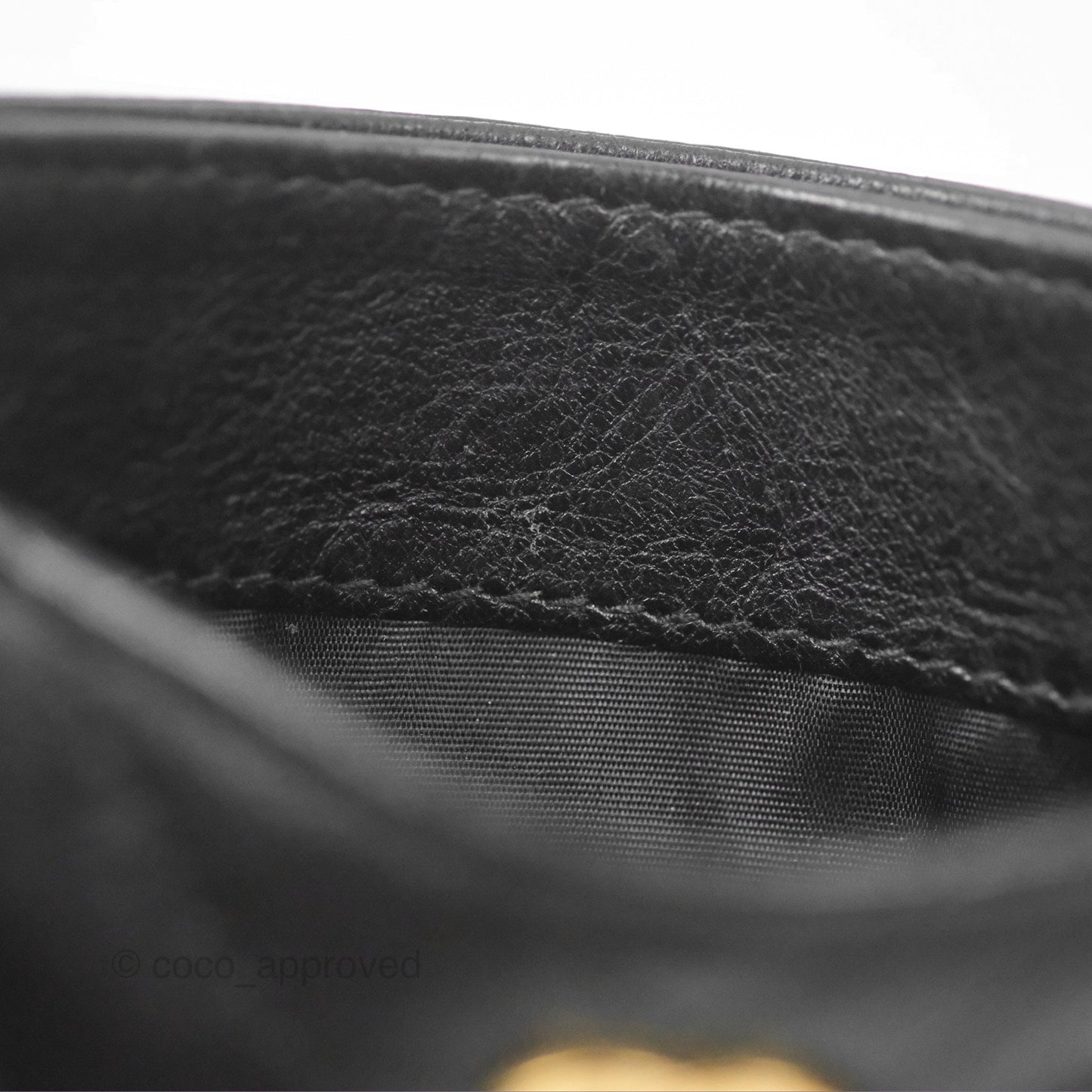 Chanel Classic Flat Card Holder Chevron Black Calfskin Gold Hardware