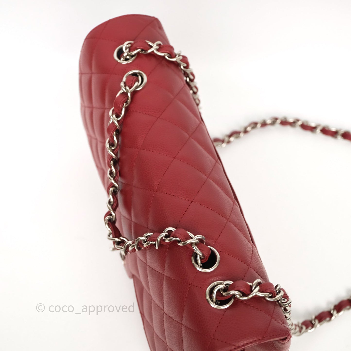 Chanel Jumbo Single Flap Dark Red Caviar Silver Hardware⁣⁣
