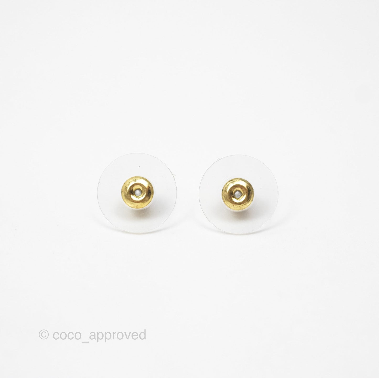 Chanel Round Resin Crystal CC Drop Earrings Gold Tone 21B